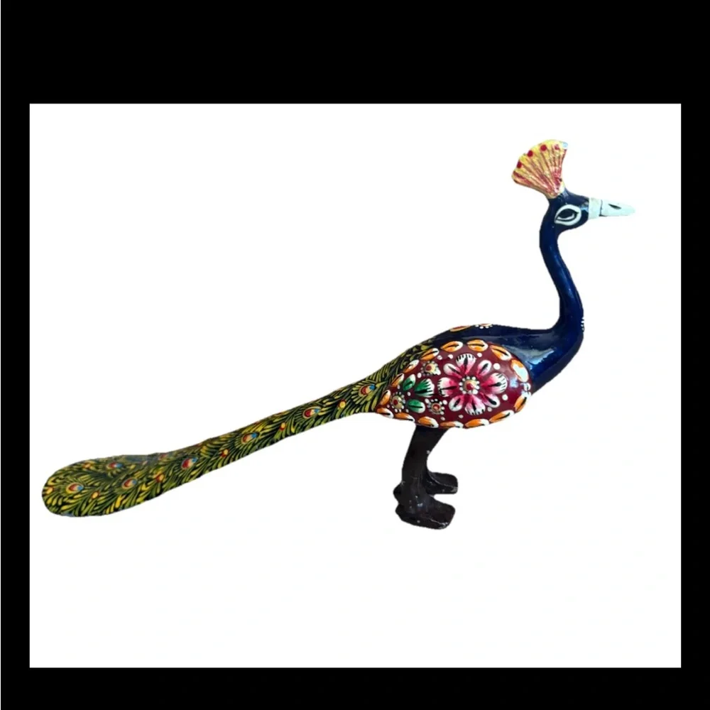 Colorful Peacock Bird Figurine metal